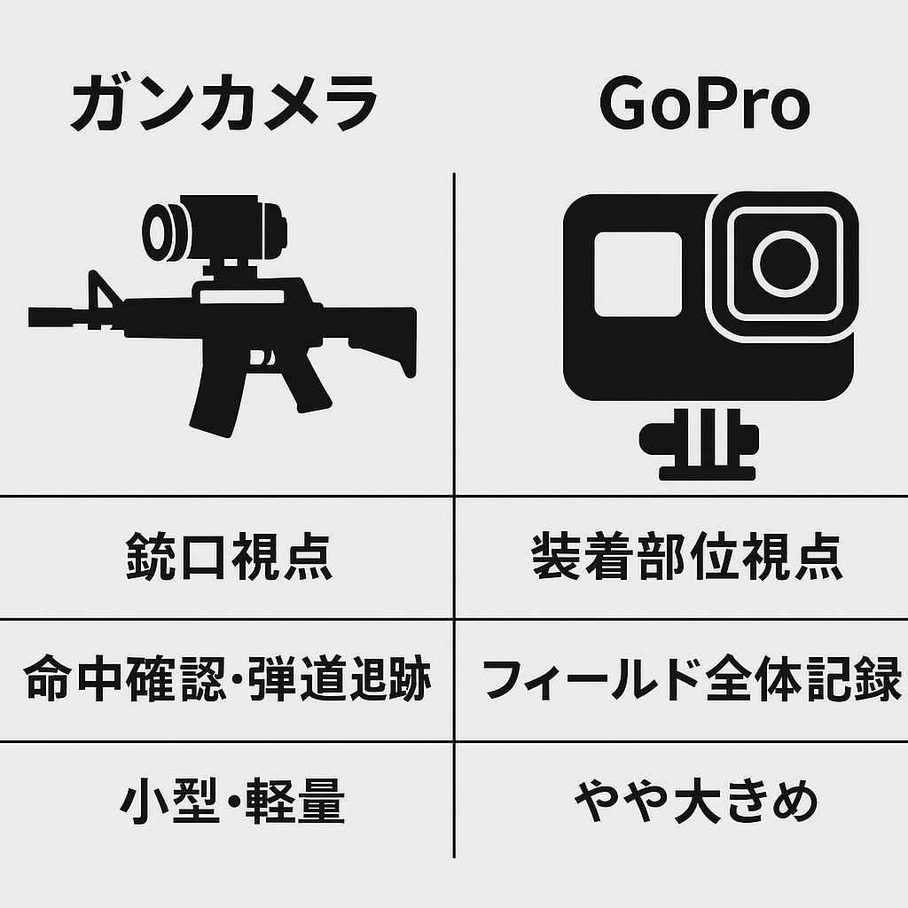 ガンカメラとGoProの違いとは?イラスト