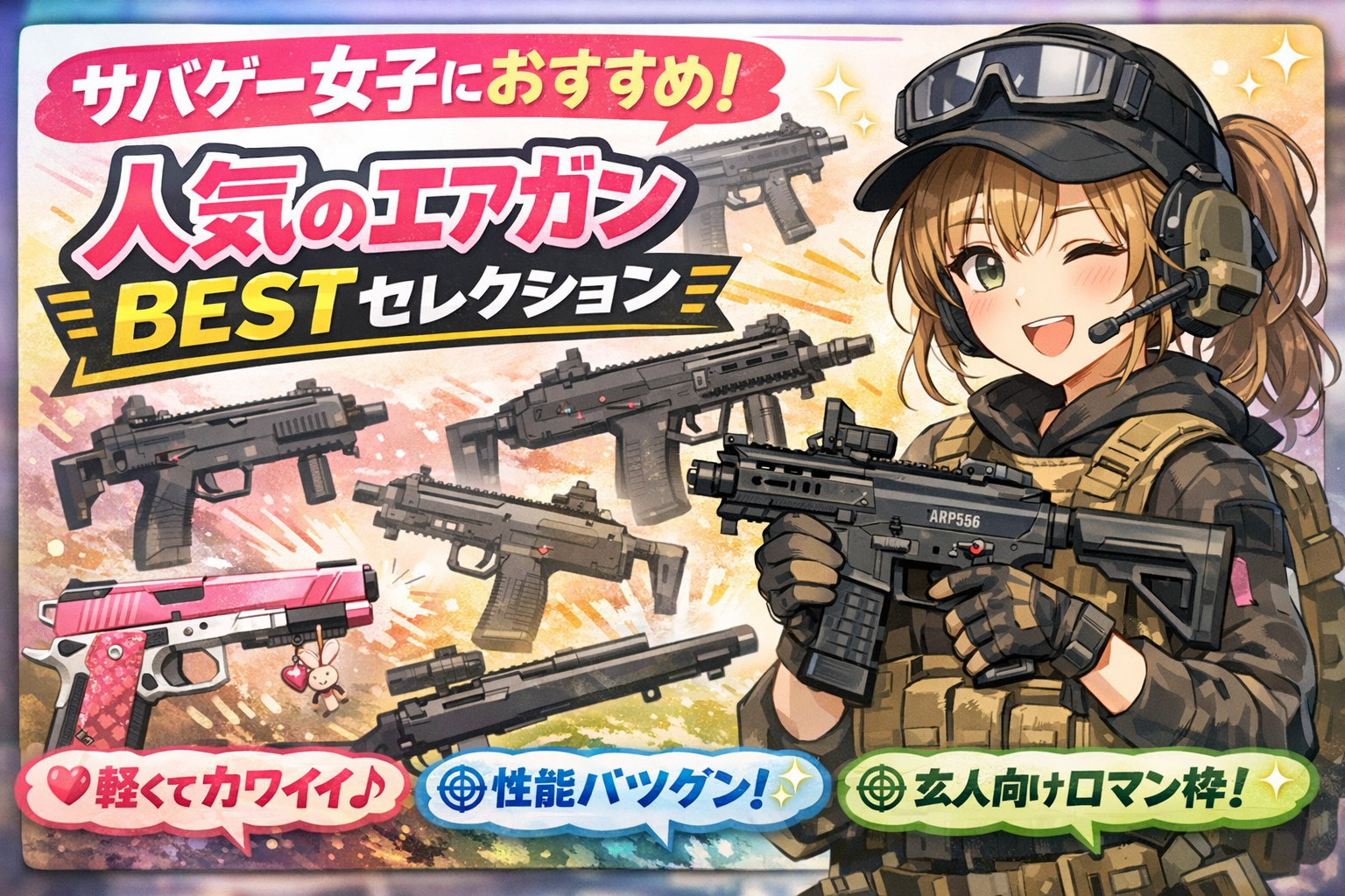 サバゲー女子におすすめのエアガン5選【扱いやすさや人気など選び方も解説】アイキャッチ