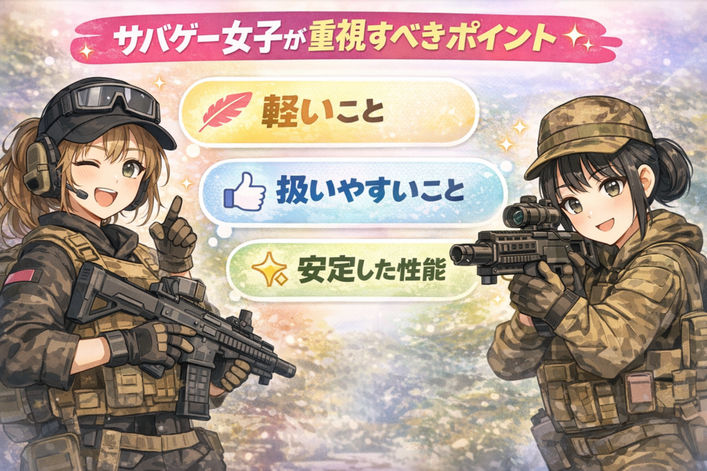 サバゲー女子が重視すべきポイントイラスト