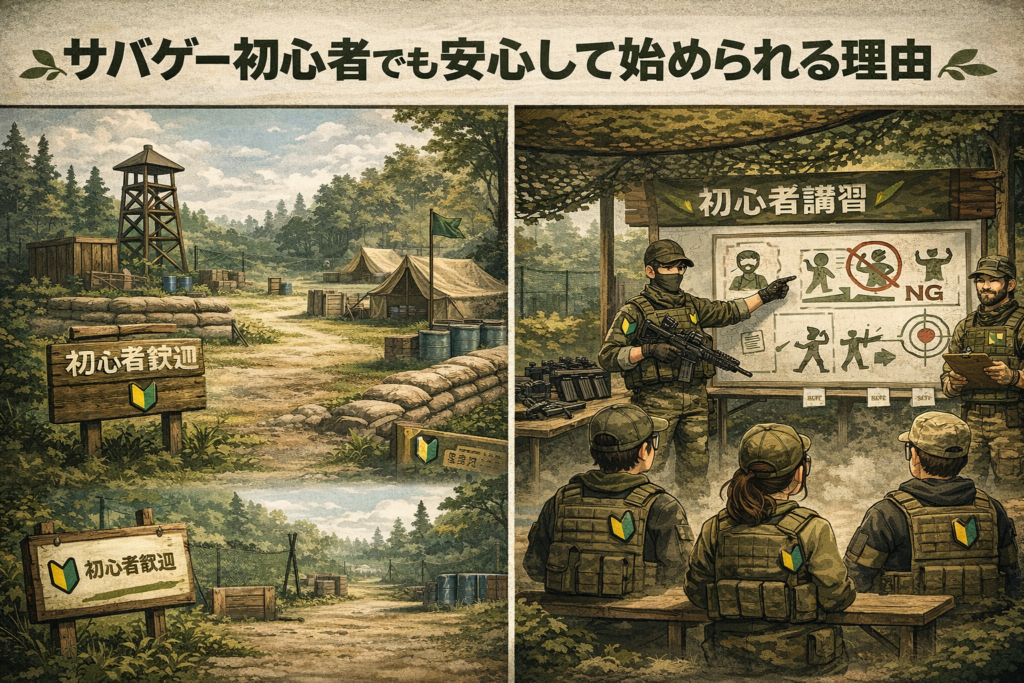 サバゲーが初心者でも安心して始められる理由イラスト